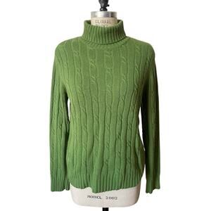 Merona Grass Green Cable Knit Turtleneck Sweater Size XL